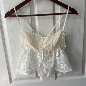 Zara Ivory Lace Crop Bralette Top